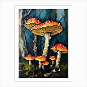 Mushrooms In The Woods Art Print