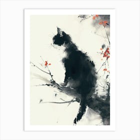 Cat On A Branch Art Print