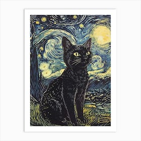 Starry Night Cat 1 Art Print