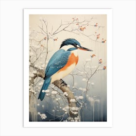 Winter Bird Painting Kingfisher 4 Art Print