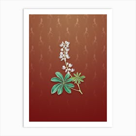 Vintage Half Shrubby Lupine Flower Botanical on Falu Red Pattern n.0943 Art Print