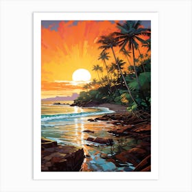 A Vibrant Painting Of El Yunque Beach Puerto Rico 3 Art Print