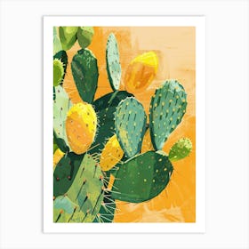 Lemon Ball Cactus Minimalist Abstract Illustration 1 Art Print