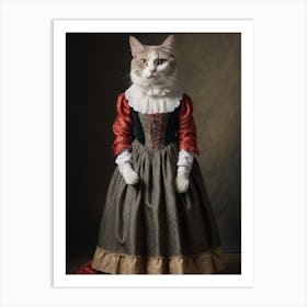 Cat in an old dress 3 Art Print