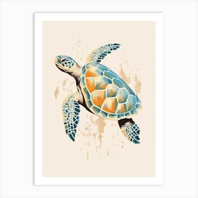 Beige Sea Turtle Illustration Art Print