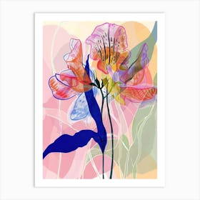 Colourful Flower Illustration Sweet Pea 1 Art Print