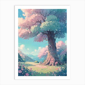 Pink Cherry Blossom Tree Art Print