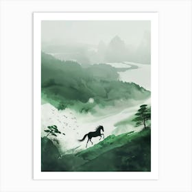 Horse In The Mist Art Print