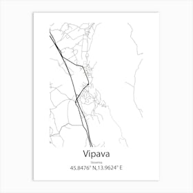 Vipava,Slovenia Minimalist Map Art Print