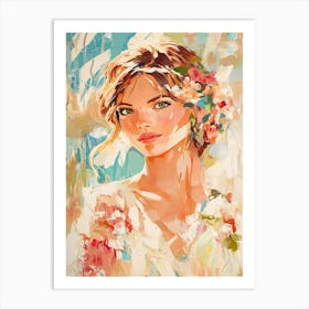 Woman With Flowers In Her Hair 4 Art Print