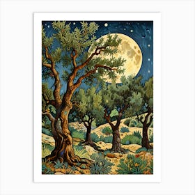 William Morris Olive Trees Under The Moon Art Print