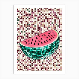 Watermelon On Mosaic Background Art Print