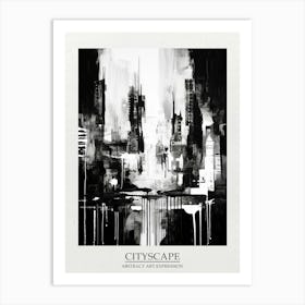 Cityscape Abstract Black And White 4 Poster Art Print