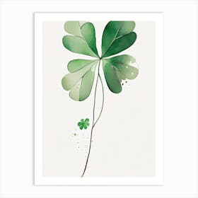 White Clover Leaf Minimalist Watercolour 2 Art Print