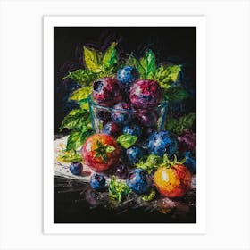 Blueberries In A Bowl 1 Art Print