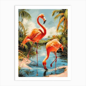 Greater Flamingo Tropical Illustration 1 Art Print