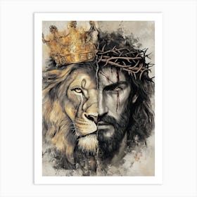 Jesus And Lion 1 Art Print