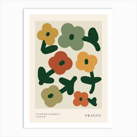 Flower market Prague, Cute abstract flowers, Neutral autumn decor Art Print