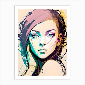 Abstract Portrait Of A Beautiful Girl Art Print