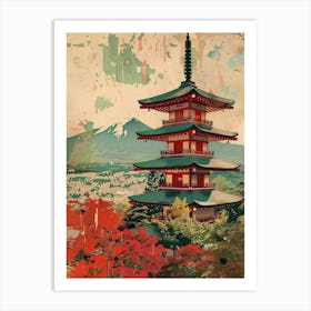 Kiyomizu Dera Temple In Kyoto Mid Century Modern 3 Art Print