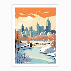 Vintage Winter Travel Illustration Montreal Canada 3 Art Print