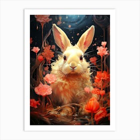 Rabbit In Flowers Art Print