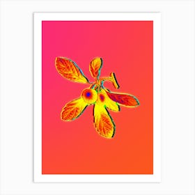 Neon Crabapple Botanical in Hot Pink and Electric Blue n.0223 Art Print