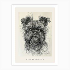 Affenpinscher Dog Line Sketch Poster Art Print