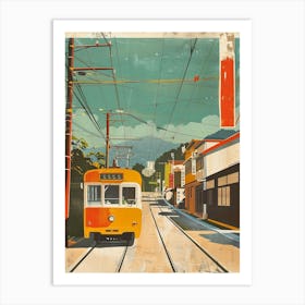 Japan Tram Travel Mid Century Modern Art Print