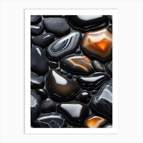 Black And Orange Stones Art Print