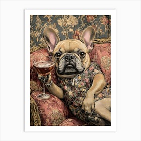 Tapestry Frenchie Drinking 8 Art Print