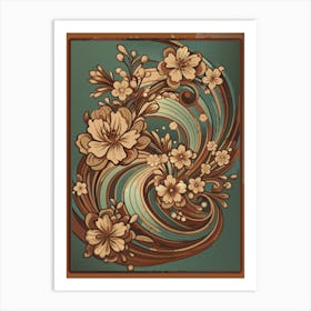 Floral Swirls Retro Art Print