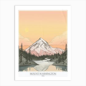 Mount Washington Usa Color Line Drawing 1 Poster Art Print