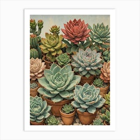 Succulents In Pots no2 Art Print