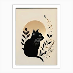 Cat Mininal portrait Art Print