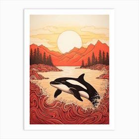 Orca Whale Screen Print Style  2 Art Print