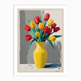 Tulips In A Yellow Vase Living Room Art Print (4) Art Print