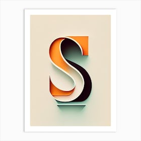 S, Letter, Alphabet Retro Minimal 2 Art Print