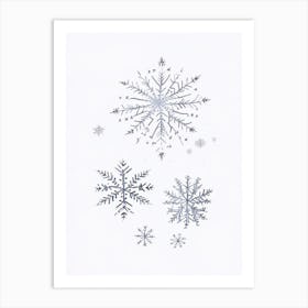 Snowflakes In The Snow,  Snowflakes Pencil Illustration 2 Art Print