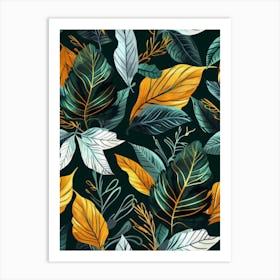 Seamless Pattern With Leaves 3 Art Print