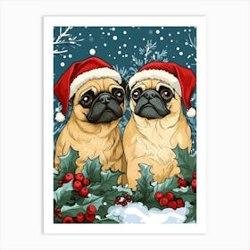 Christmas Pugs 9 Art Print