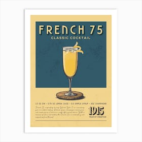 French 75 Classic Cocktail Art Print