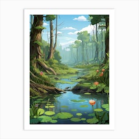 Swamp And Wetlands Cartoon 2 Art Print