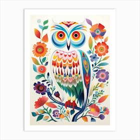 Scandinavian Bird Illustration Snowy Owl 1 Art Print