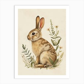 Blanc De Hotot Blockprint Rabbit Illustration 6 Art Print