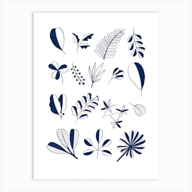 Leaves Blue Art Print