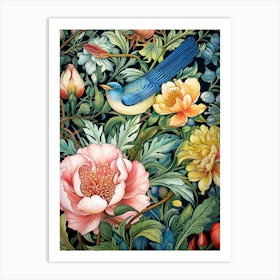 Bird In A Flower Garden 1 Art Print