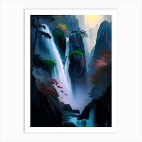 Huangshan Waterfall, China Nat Viga Style (1) Art Print