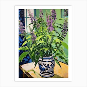 Flowers In A Vase Still Life Painting Lobelia 2 Art Print