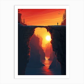 Sunset Bridge Art Print